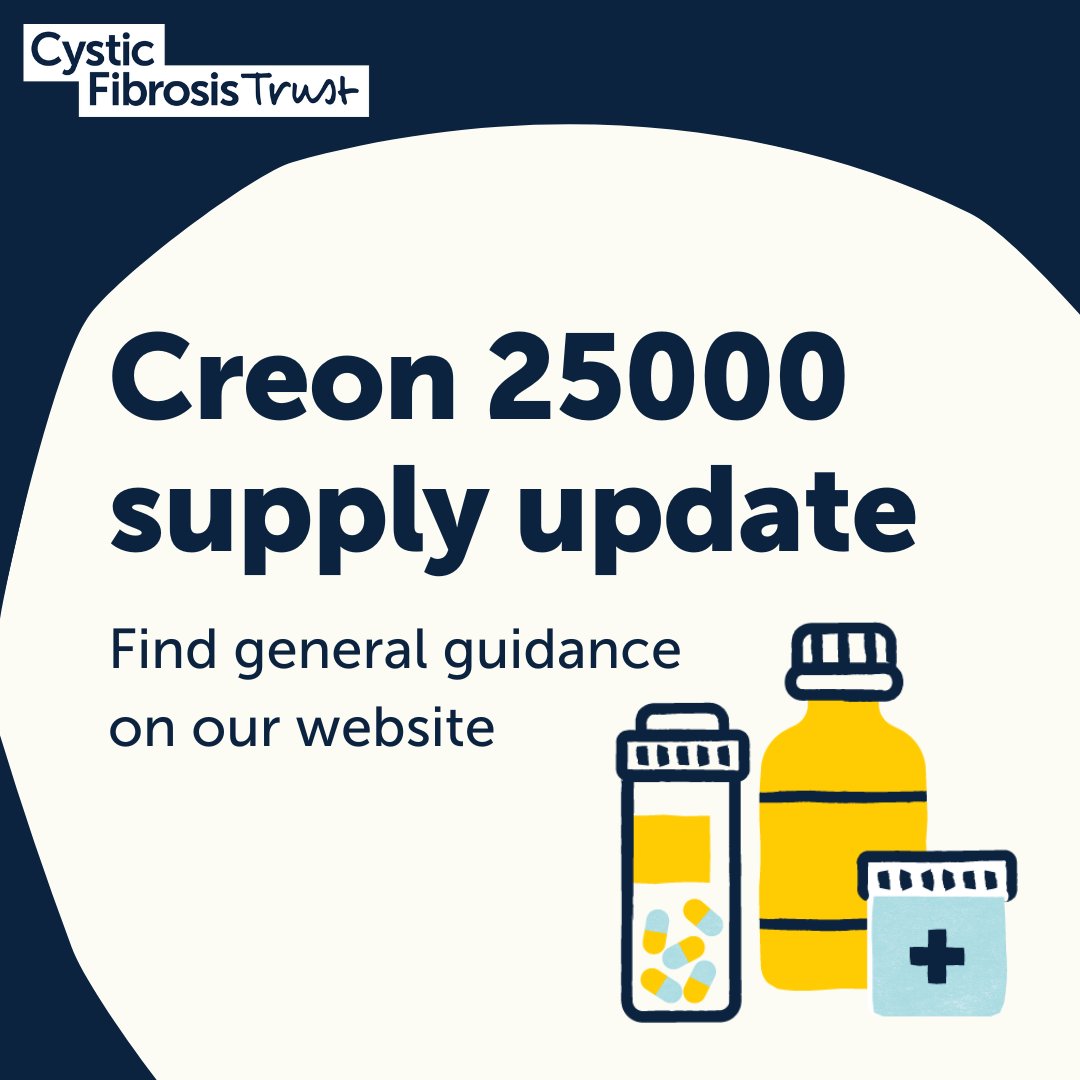 There are currently short-term issues with supply of Creon (particulary 25,000) in some areas. We are in contact with the NHS, Viatris (the company that makes Creon), and CF clinicians, to minimise the impact of any shortages. For more info ➡️ ow.ly/2tmk50RbC1t
