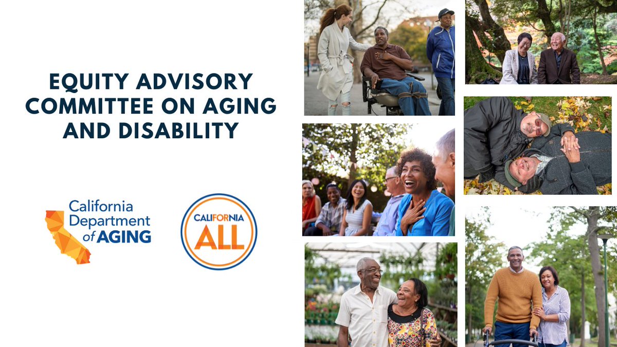 📣 #Reminder Tomorrow, April 11 at 11 a.m. (PT) Equity Advisory Committee on Aging and Disability will meet to plan and implement the Master Plan for Aging (MPA) aging and disability programs and services. Join via Zoom: bit.ly/3IHR2mR