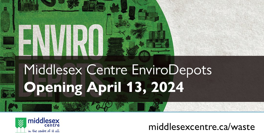 Middlesex Centre EnviroDepots open for the season this weekend, on April 13. Depots operate on Saturdays from 9:00am to 1:00pm. For more information, please visit: ow.ly/CZmM50R2qlE