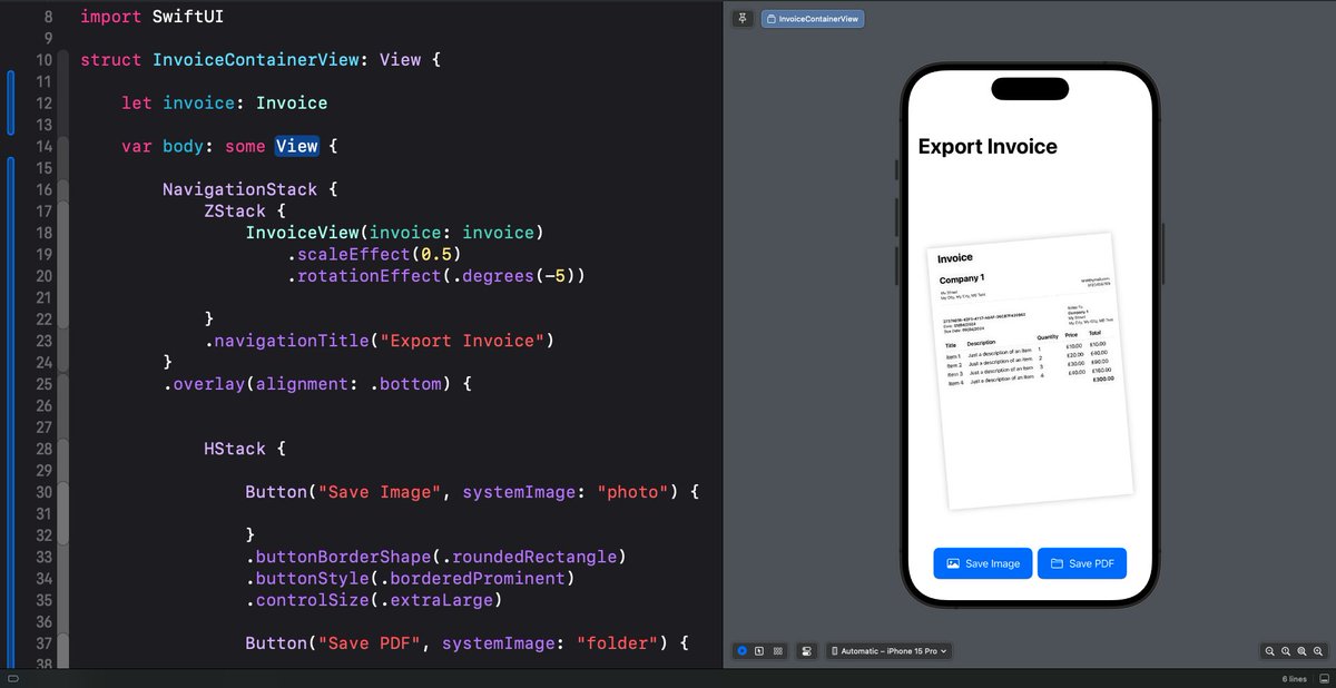 Reason 1005 why I love SwiftUI, building an invoicing app like this in UIKit would take up so much time but in SwiftUI you can get it done in under 1 hour 😮‍💨