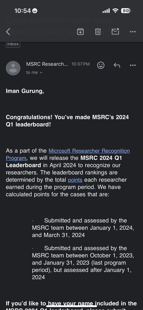 2024 Q1 leaderboard <a href="/msftsecresponse/">Microsoft Security Response Center</a>