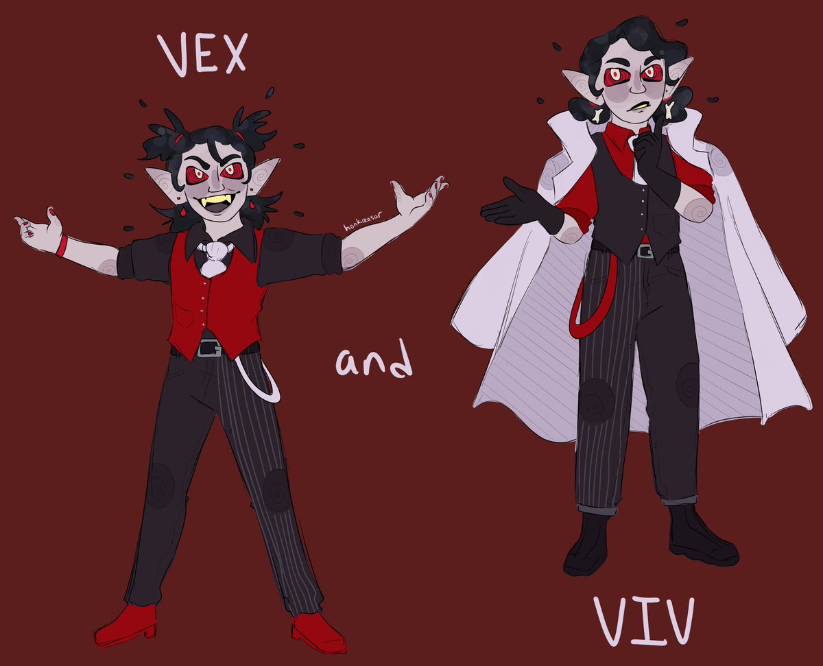 Vex and Viv designs!!!! I think I get why grizzly loves these freaks 
#jrwi #jrwifanart #thesuckening