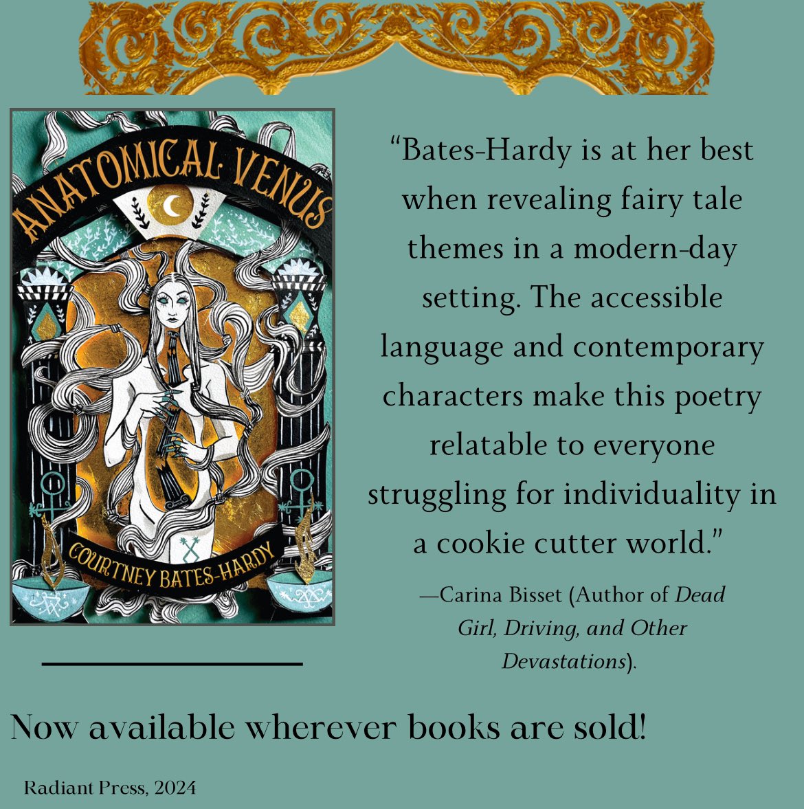 Happy Publication to Anatomical Venus by Courtney Bates-Hardy, published by @radiant_press! ✨

radiantpress.ca/shop/p/anatomi…

#canlit #poetry #publicationday #booklove #queerlit 

Congratulations, @PoetCourtney!