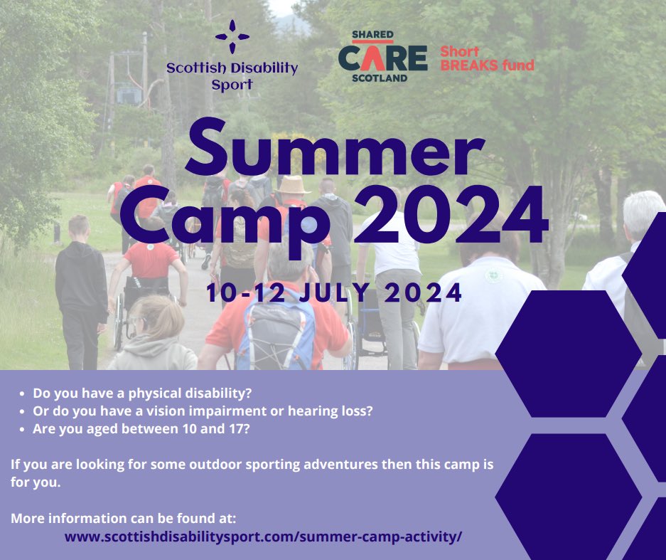 🚨Registration now open Would you like to be a participant at our Summer Camp? 📍10th-12th of July. 📍Badaguish, Glenmore. For children with a physical disability, vision impairment or hearing loss, aged 10 - 17. To register - bit.ly/3PVEFYn #InspiringThroughInclusion