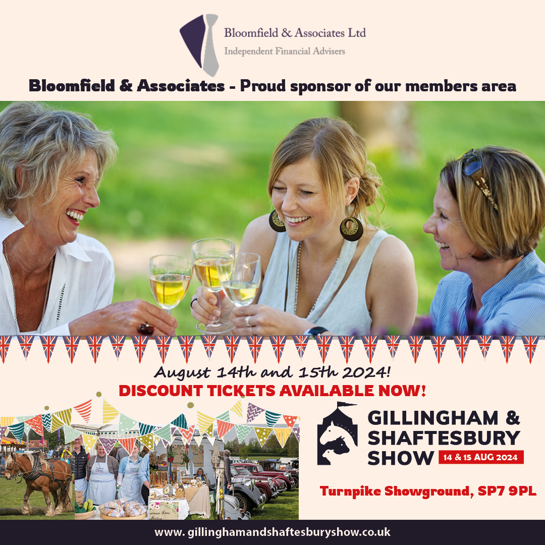 🎉 Excited to announce Bloomfield & Associates is sponsoring our Members Area at the Gillingham & Shaftesbury Show, Aug 14-15 at Turnpike Showground! Become a member 🍹 & enjoy Main Ring views, lawn seating & refreshments in style. Discount tickets >>tinyurl.com/yfcrrmuc