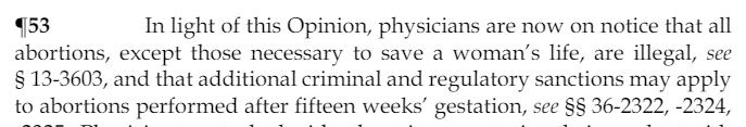 BREAKING On 4-2 vote, Arizona Supreme Court rules 160-year-old, near-total ban on abortion is enforceable.