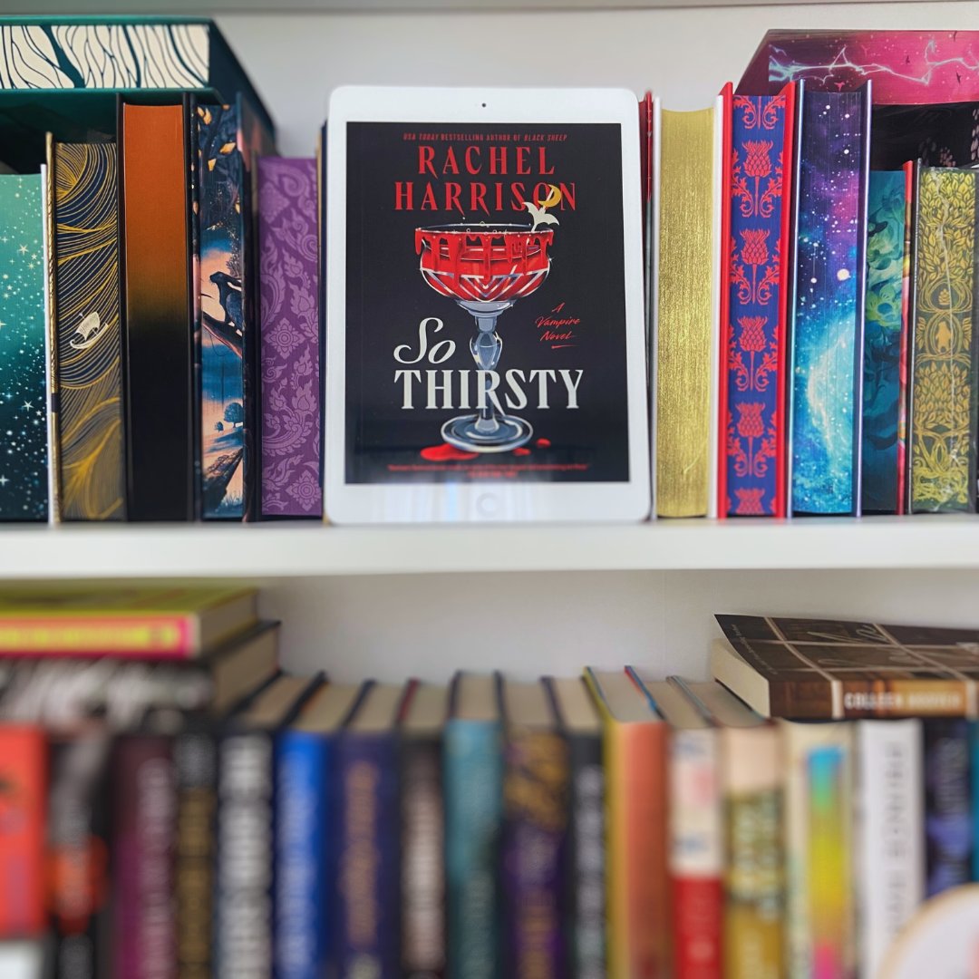 Can't wait to have this baby join my bookshelf! Until then, I'm just going to imagine it here using this digital advanced reader copy. So Thirsty by @rachfacelogic is 10/10 and comes out in September. 😍 🧛