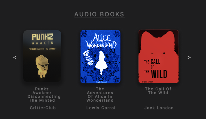 Good Morning!
Enjoy the 2nd edition FREE MINTS of "The Adventures of Alice in Wonderland", "The Call of the Wild", and "Supernatural Horror in Literature".

We want you to be equipped for LISTEN-to-EARN on 4.15.24!

#VeBetterDAO #vechain #B3tr