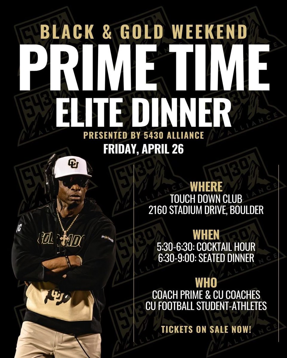 Elite company, Elite team, Elite cause… 💯 The inaugural Prime Time Elite Dinner is THE Black & Gold Weekend event you won’t want to miss 🔥 Tickets available now at 5430alliance.com/products/the-p… #PrimeTimeEliteDinner | #5430Alliance #NIL