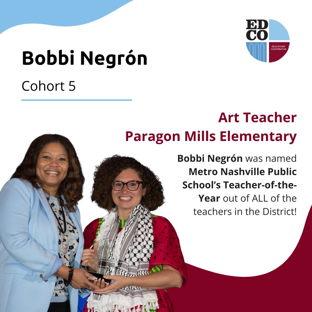 Bobbi Negrón is MNPS’s Teacher of the Year @metroschools! This is a HUGE honor and we are so so proud of you, Bobbi! Keep making an impact every day. #educatorscooperative #forteachersbyteachers