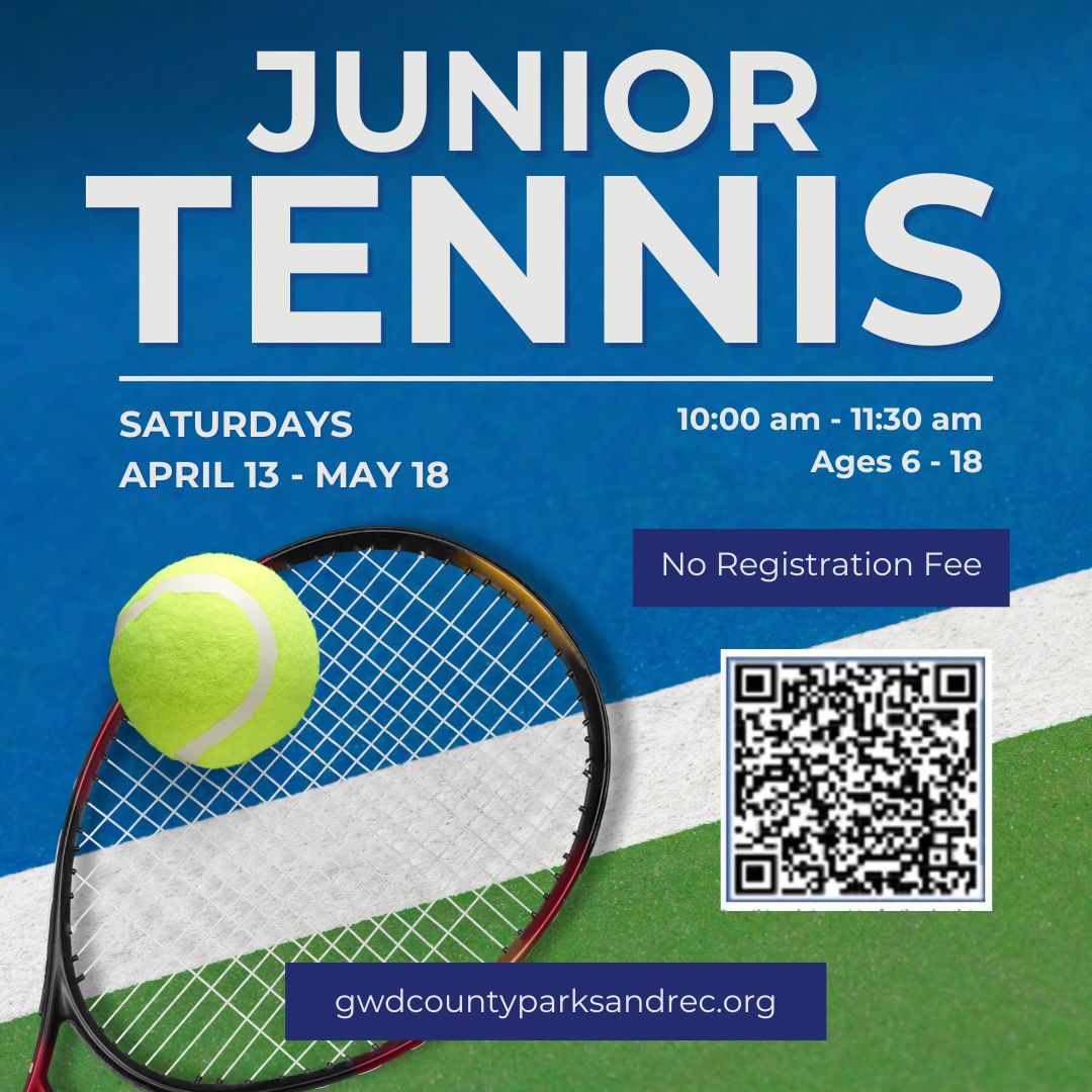 The Greenwood Area Tennis Association and Greenwood Parks and Recreation are thrilled to announce that our Junior Tennis Clinics are back! Join us for FREE tennis clinics every Saturday from 4/13 to 5/18 at the Wilbanks Recreation Complex. Register at: bit.ly/3TV0fgT