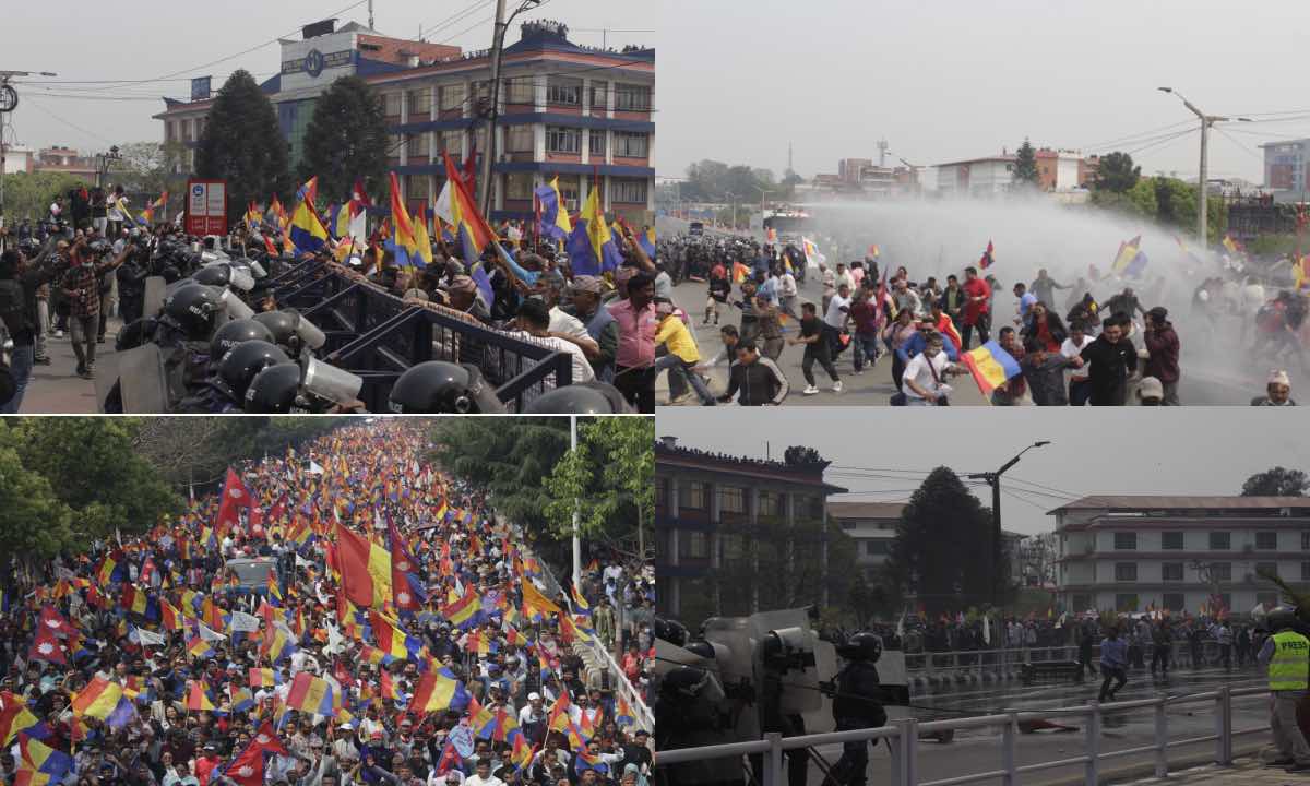 Huge Protest By Rastriya Prajatantra Party in #Kathmandu for Declaring #Nepal as a #HinduRastra ,Reinstating Monarchy, Ending Secularism Abolition of Republic System. Lately There Has Been Increased Momentum for Restoring Monarchy &Hindu Rashtra in Nepal myrepublica.nagariknetwork.com/news/rpp-stage…