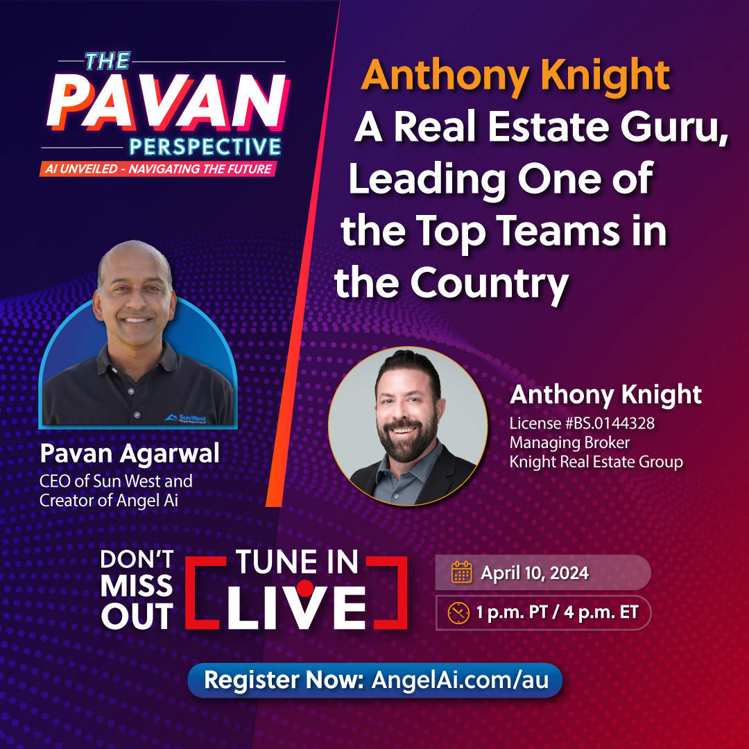 SunWestMortgage's tweet photo. 🎙️ Get ready for an extraordinary episode of The Pavan Perspective Podcast with Anthony Knight (License #BS.0144328), Managing Broker at Knight Real Estate Group.

Tune in live: https://t.co/wLu21dYgXb

👉 https://t.co/kPdumleeYD

#anthonyknight #pavanperspective #angelai https://t.co/toNFcsEgqj