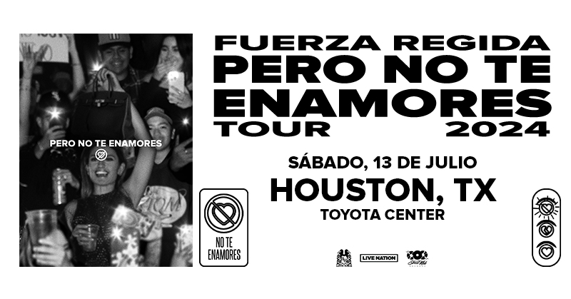 Fuerza Regida aterriza en el escenario de Toyota Center el sábado, 13 de julio! Compren sus boletos a partir del viernes 12 de abril a las 10am JUST ANNOUNCED: Fuerza Regida is bringing the house down at Toyota Center on Saturday, July 13th! Tickets on sale April 12th, at 10am