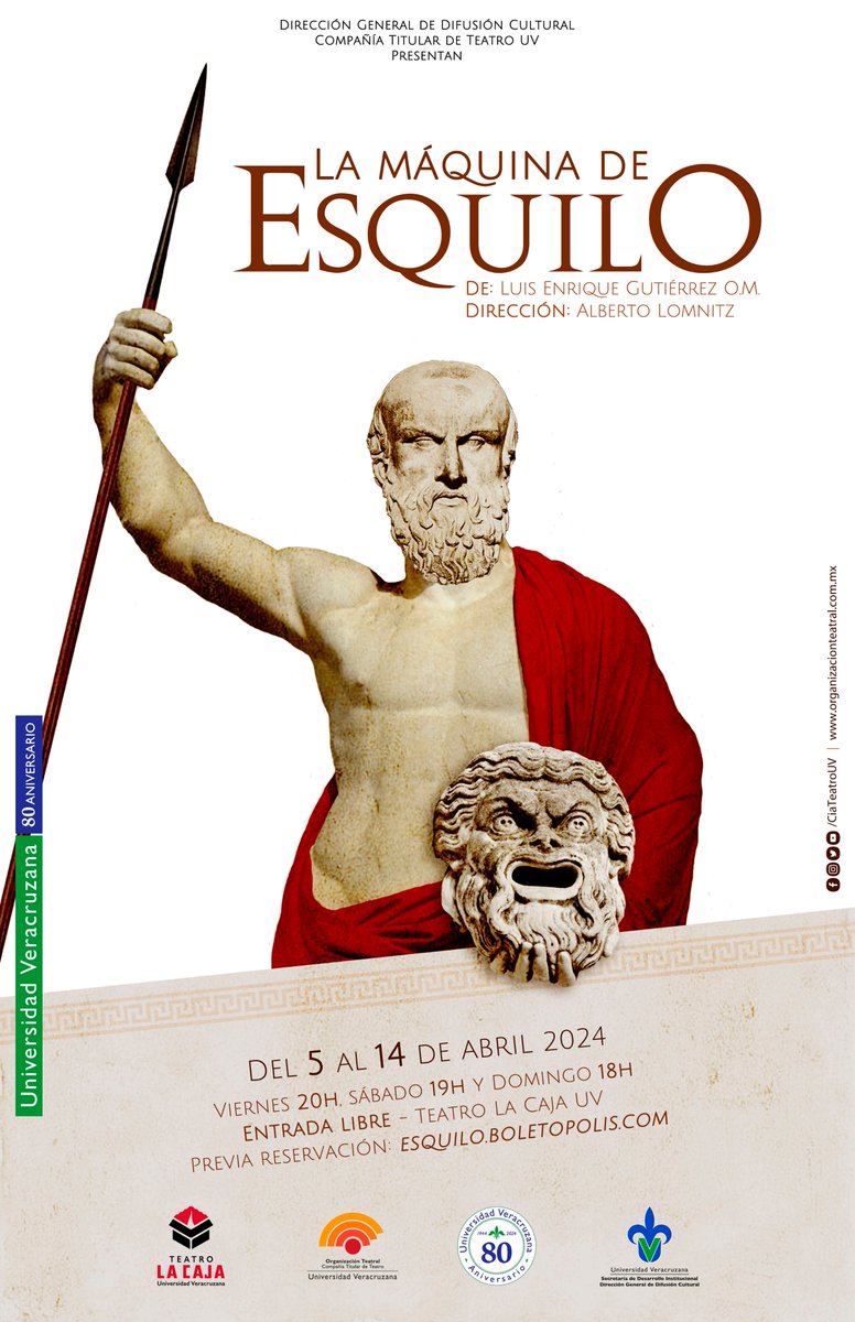 ❝Antes de Esquilo, el teatro ni teatro era❞ #LaMáquinaDeEsquilo ¡ÚLTIMAS DOS FUNCIONES! Sábado 13, 19 h y domingo 14, 18 h Esquilo.boletopolis.com