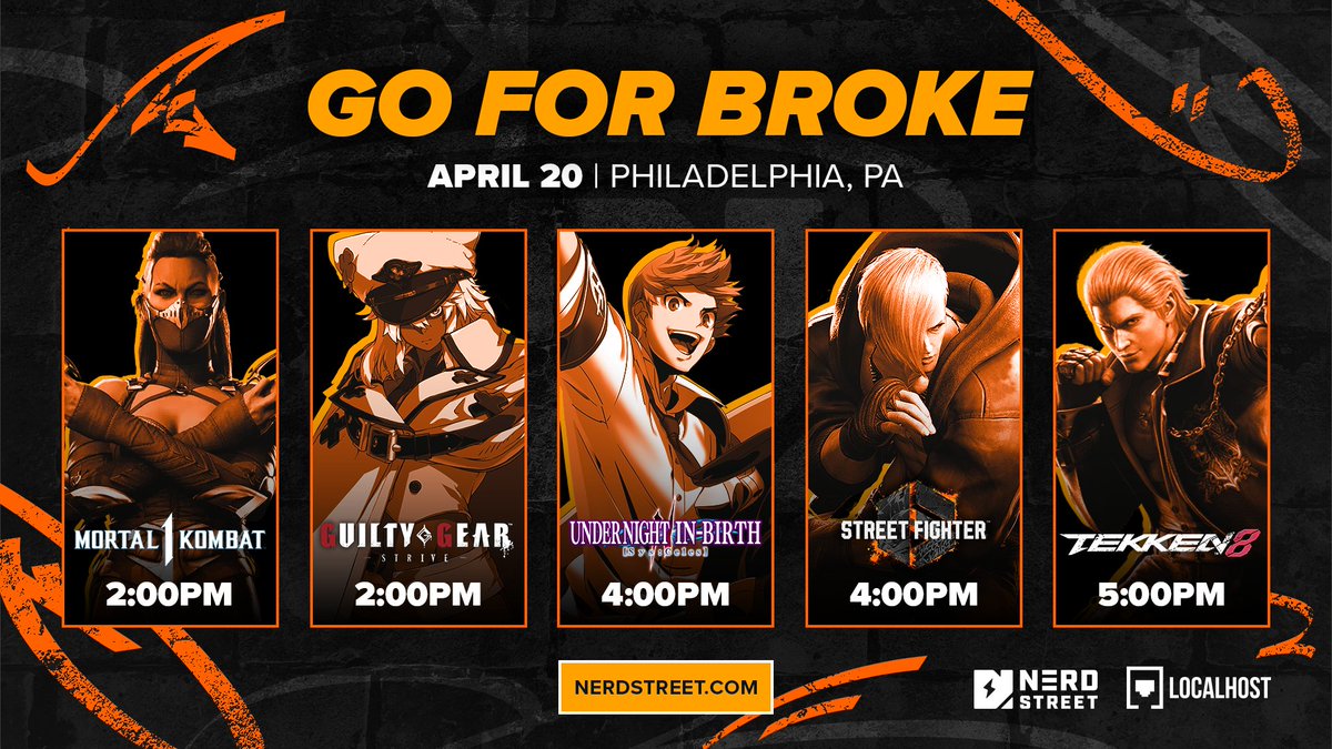 Don't forget we are just one week out from the April 20th Go For Broke event @LocalhostPhilly There is still time to sign up. Each tournament winner will get free venue to the June 8th Premier event. register -> start.gg/tournament/go-…