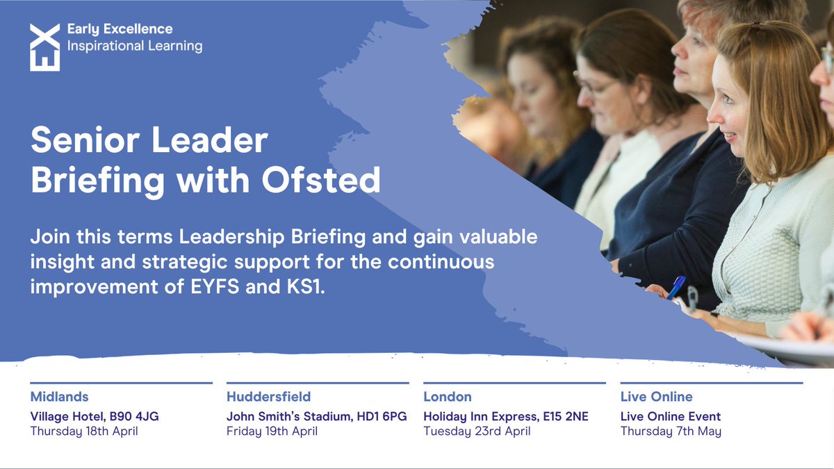 Calling all EYFS & Senior Leaders! Join one of our Senior Leader Briefings & gain a strategic update about National Policy and implications for Early Years. Book Today: bit.ly/3PLOO9U
