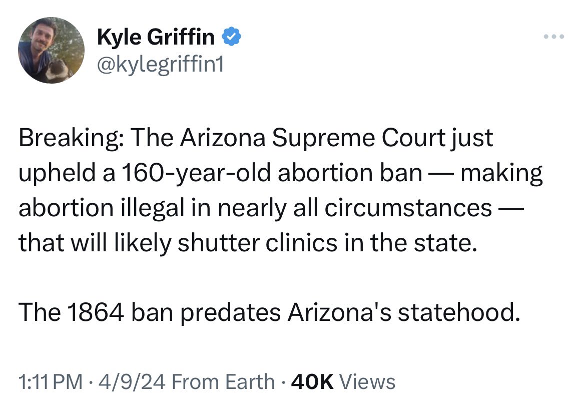 BillPascrell's tweet photo. 🚨🚨Wow Arizona just upheld a total ban on women’s freedom in the state. Donald trump made this happen and republicans want this future in every state in America. Remember it. https://t.co/2eZzQLj6BW