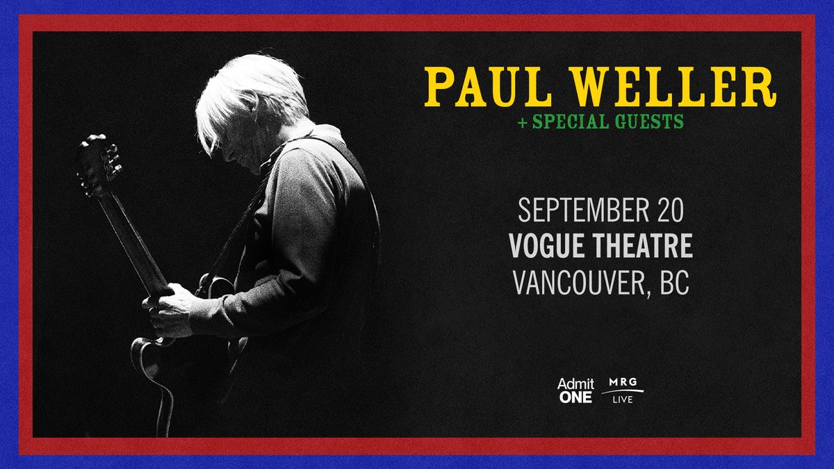 British singer-songwriter Paul Weller is touring North America for the first time in nearly 7 years for his upcoming album ‘66’! Don’t miss him perform in Vancouver on Sept. 20th! Presale | 4/11 @ 10AM PT, use code: MRGLIVE On Sale | 4/12 @ 10AM PT 🎟️: bit.ly/3xumdzT