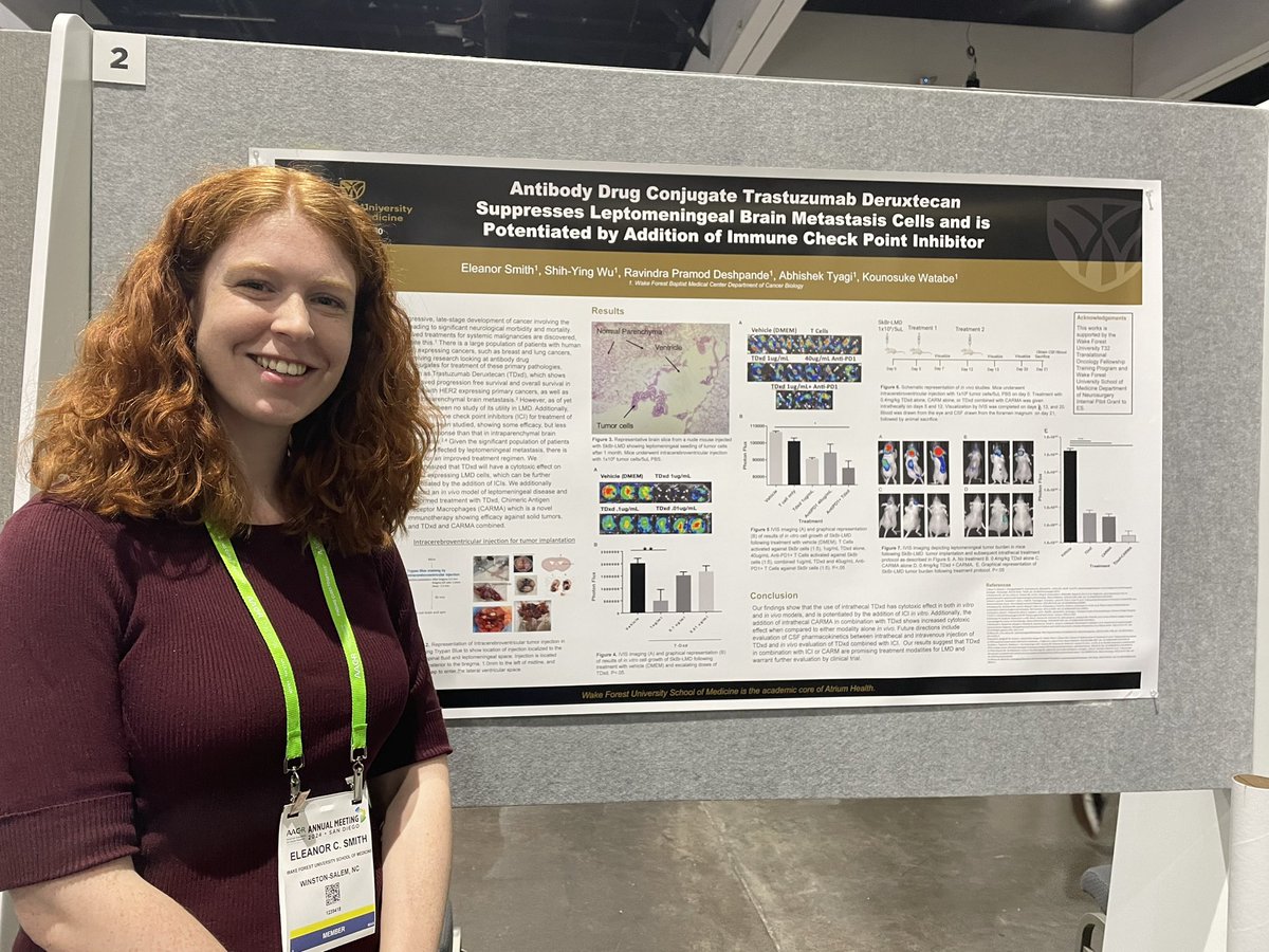 Come check out the work of @wakeforestmed @WakeCancer T32 fellows @LaurenSchmalzMD and Dr. Smith happening now @AACR #AACR24 @AtriumHealthWFB