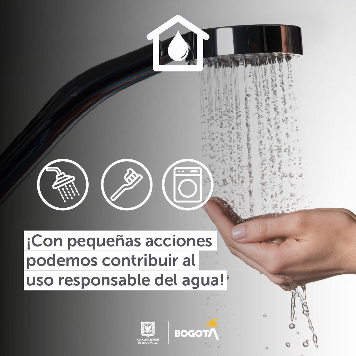 💧Unidos podemos contribuir al ahorro del agua para Bogotá: 🚙🏍️Evita lavar carros y motos. 🌧️Reutiliza el agua lluvia: ¡Ahorra en el aseo en tu hogar! 🚿Ducha rápida: ¡5 minutos son suficientes! ⚠️#JuntosPorElAgua⚠️