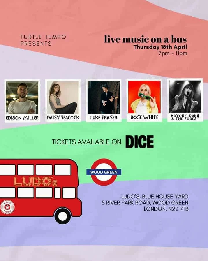 Last few tickets for my big red bus gig next Thursday with @TurtleTempo: dice.fm/event/xgnkk-li…