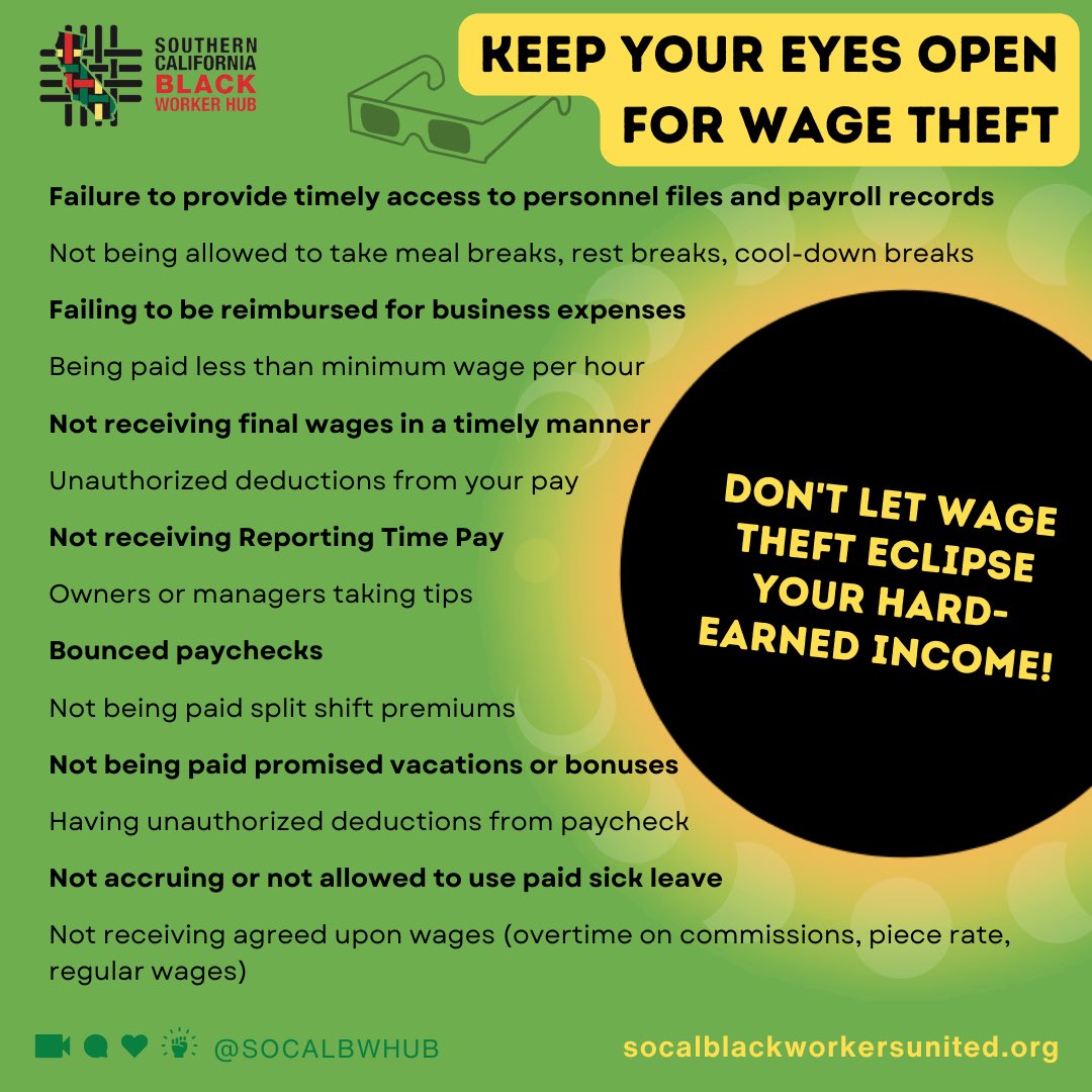 🚨 Don't let wage theft steal your hard-earned income! 💸 Understanding your worker rights is key to safeguarding against exploitation. Wage theft comes in many forms—underpayment, unpaid overtime, and illegal deductions, just to name a few.#KnowYourRights #StopWageTheft #FairPay