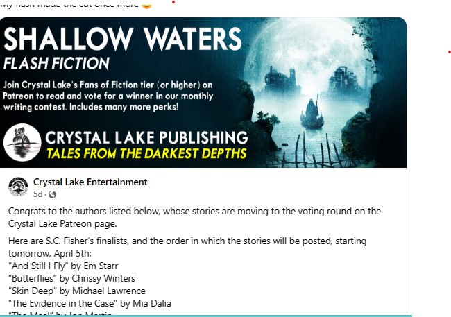 My story made the cut for @crystallakepub  April's flash fiction competition. Woohoo :)

#flashfiction #daliaverse