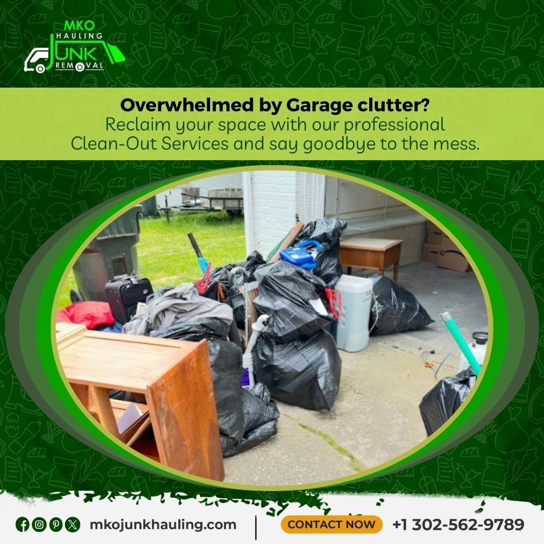 Overwhelmed by Garage clutter? Reclaim your space with our professional Clean-Out Services and say goodbye to the mess.

Call us Now:  +1 302-562-9789
#MKO #hauling #junkremoval #garage #cleanout #clutter #professional #services #tuesdayvibes