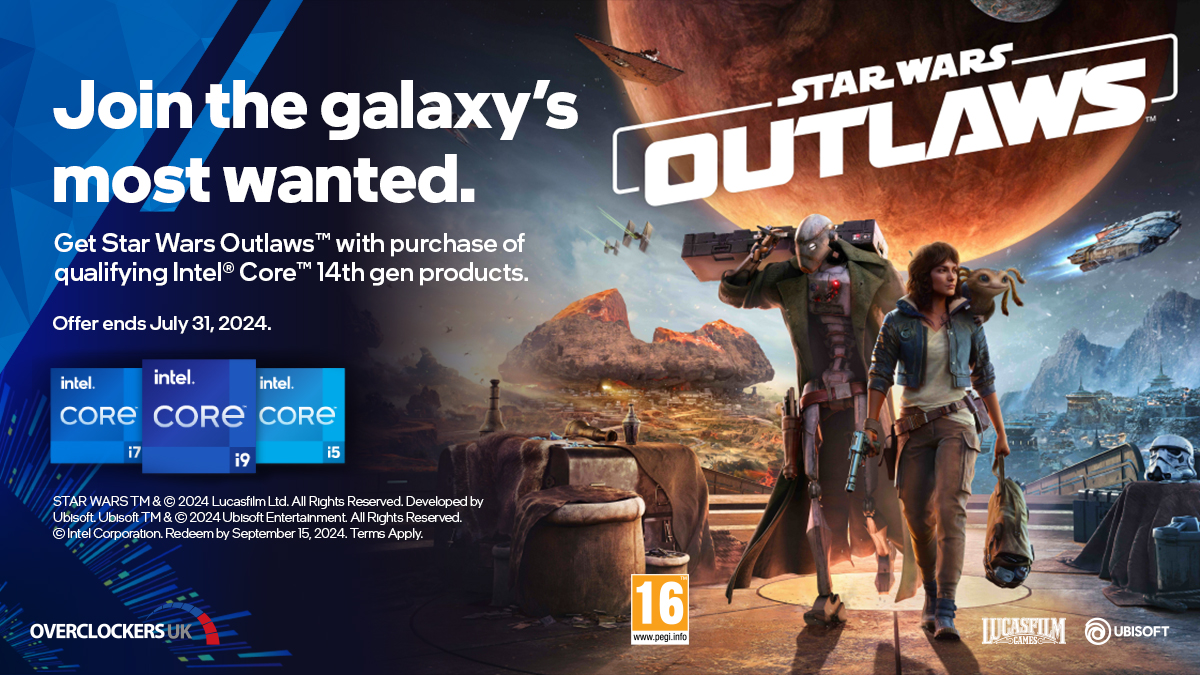 Join the galaxy's most wanted with @inteluk 14th gen processors! 🤖✨ Get STAR WARS OUTLAWS™ with purchase of qualifying Intel® Core™ 14th gen products! 🤩🌠 Find out more! 🔎➡ brnw.ch/21wIEQv