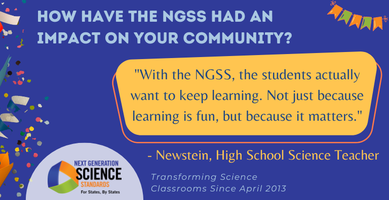 11 years ago today, the NGSS were released. How have the NGSS impacted students in your community? #HappyBirthdayNGSS