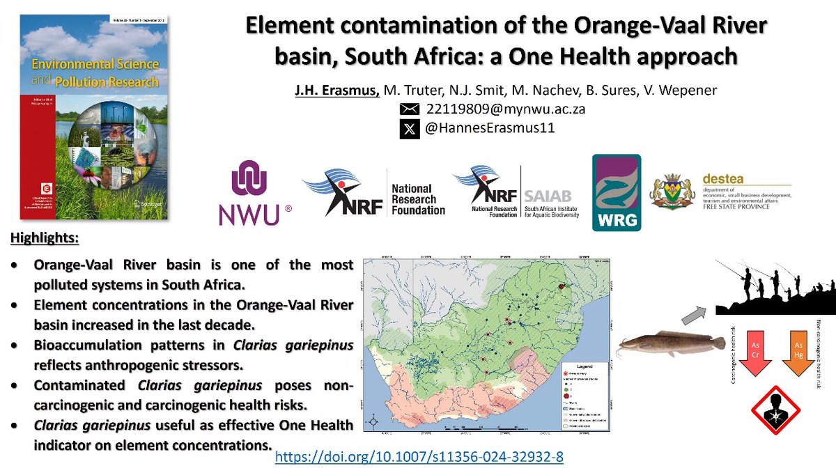 🚨Hot off the press🚨 Collaborative article between 🇿🇦and 🇩🇪 on #OneHealth by linking environmental, animal and human health in South Africa's largest river basin, the Orange-Vaal River basin, as case study. @NRF_News @NRF_SAIAB @NWU_UESM @NWU_WRG @SpringerNature
