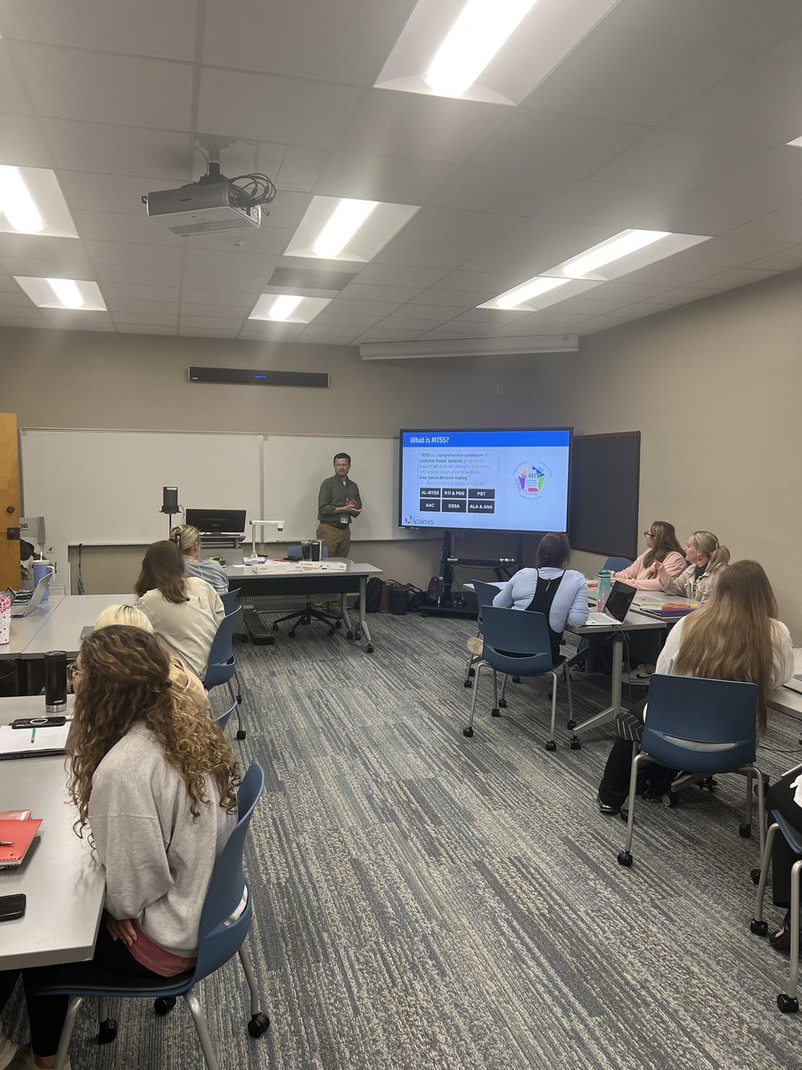 The future of education is bright in R2 knowing these teachers will be in classrooms soon! <a href="/ctate02/">Casey Tate</a> and I had so much fun talking <a href="/AlabamaMTSS/">AlabamaMTSS</a> and PST w/these <a href="/AthensState/">Athens State</a> preservice teachers today! <a href="/AlabamaAchieves/">Alabama State Department of Education</a> <a href="/ALSDEOSL/">ALSDE Office of Student Learning</a> <a href="/AthensStateRIC/">Athens State RIC</a>