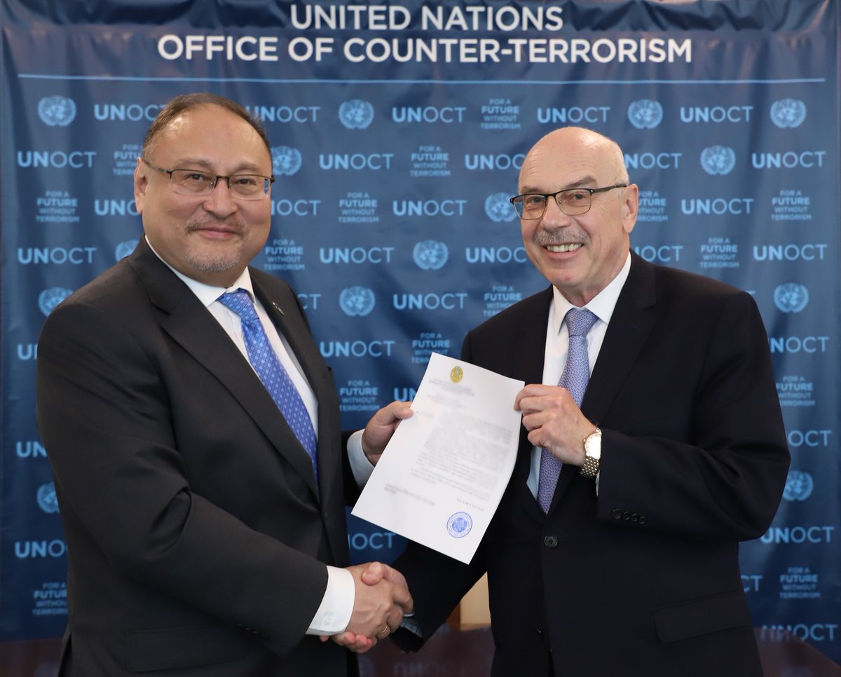 USG Voronkov expressed gratitude to @ambkazun Rakhmetullin for @mfa_kz's increased annual voluntary contribution to @un_oct. He thanked #Kazakhstan🇰🇿 for supporting @un #CounterTerrorism & #PCVE efforts in #CentralAsia   #UNiteToCounterTerrorism