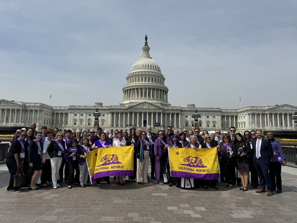 Our CA Delegation of #AlzAdvocates (or most of them) turning the Capitol PURPLE today as we all fight to #ENDALZ . Thank you to all of the Congressional offices who met with our advocates today!