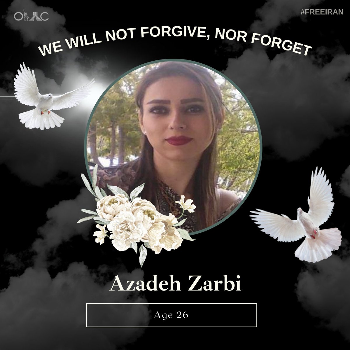 Azadeh was 26 years old when she was shot in the neck on November 16th, 2019 at the hands of the evil Iranian regime. We will not forget, nor forgive.