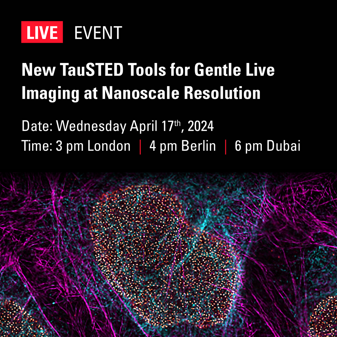 Get unprecedented insights into the intracellular structures of living cells with the latest breakthroughs in Stimulated Emission Depletion #STED imaging. Register now! Register now 👉️ fcld.ly/0yr6hti #microscopy