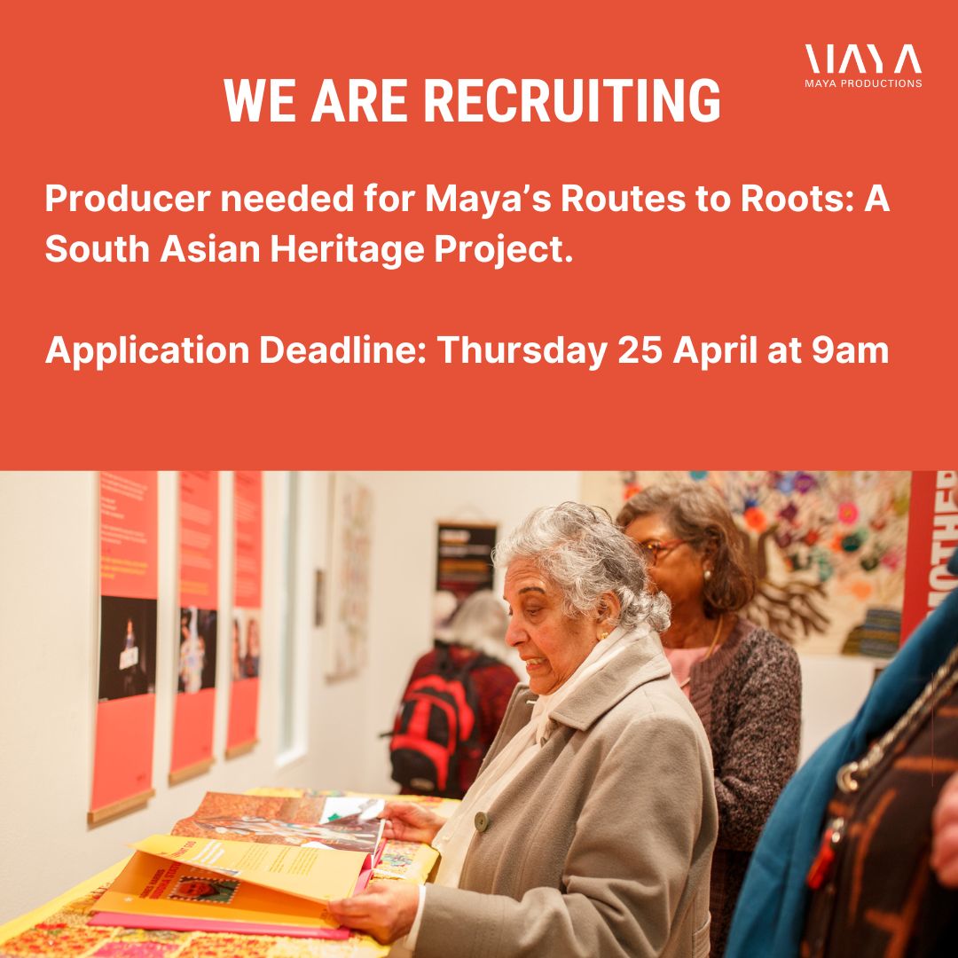 📢📢Join us as a Producer for Maya’s Routes to Roots: A South Asian Heritage Project!  Oversee & manage this exciting theatre,  arts & heritage programme across Bradford, London + Sheffield.

Info⬇️
🔗 tinyurl.com/mpjjvne9

📸 Christopher Bovell

#ArtsJobs #ProducerWanted