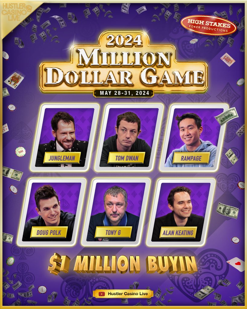 BREAKING NEWS: @TomDwan is in for the Million Dollar Game ✅ @rampagepoker is in for the Million Dollar Game ✅ @junglemandan is in for the Million Dollar Game The lineup on 1 of the 4 days will include @TomDwan, @junglemandan & @DougPolkVids in the same game!