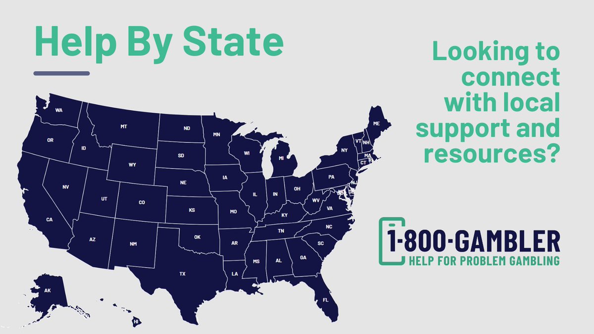 Looking to connect with local support and resources for problem gambling? Visit NCPGambling.org/help-by-state/ and review the resources and support available in your area.