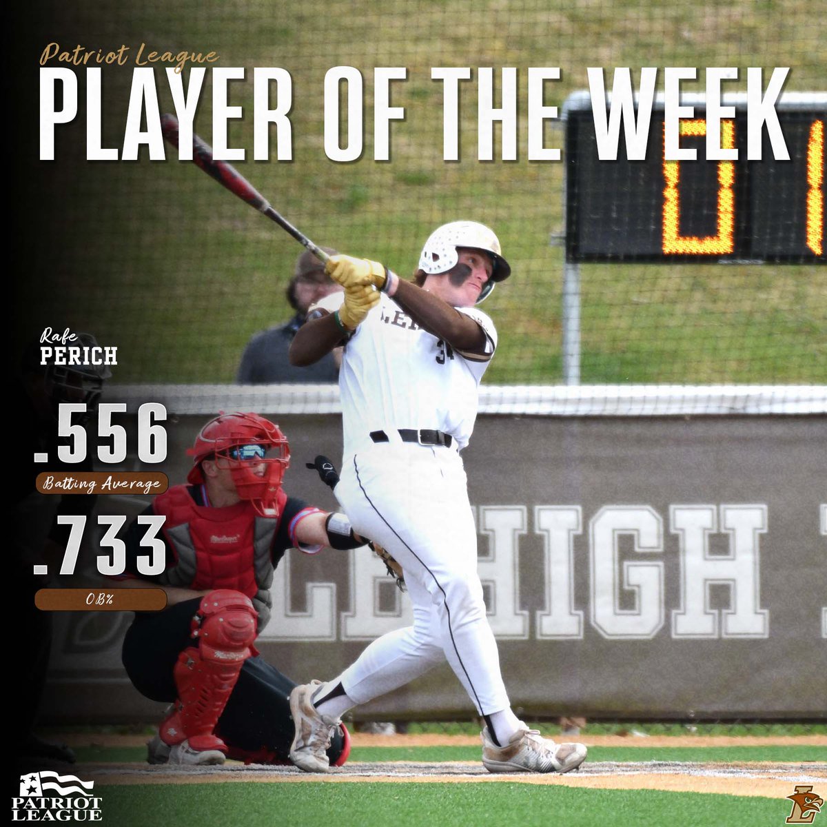 Make that 3️⃣ @PatriotLeague Player of the Week wins for Rafe Perich! 👏👏👏 @LehighBaseball 📝 bitly.ws/3hKn2 #GoLehigh