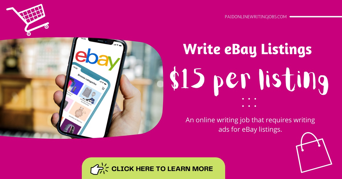 Earn $15 per Listing: Write eBay Listings from Anywhere! 
Apply Now: shafiq580.com/owj/

#eBayListings #OnlineWritingJob #FreelanceWork
#WorkFromAnywhere #RemoteJob
#EntryLevelJob #FlexibleWork #eCommerceWriting
#OnlineJob #WritingOpportunity
#SideHustle #WorkFromHome