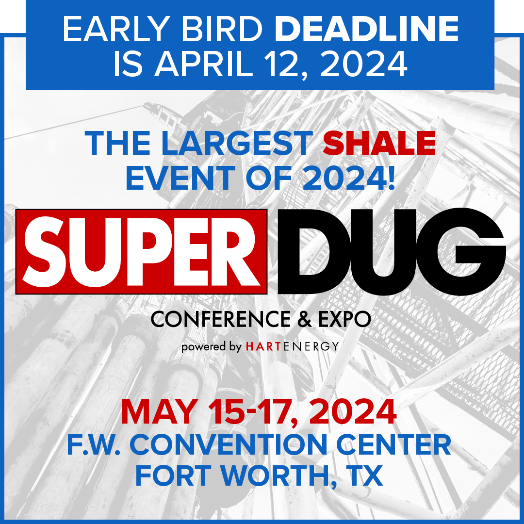 The Early Bird offer for SUPER DUG ends April 12th! Don't miss this opportunity to save on registration. Join industry experts and leaders to gain insights into the latest trends and developments in the energy sector. Register now to secure your spot! hartenergy.com/events/super-d…