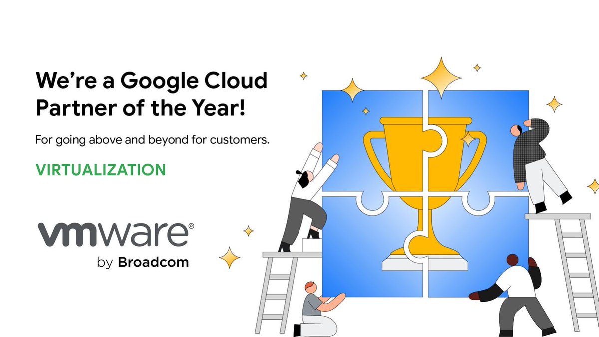 This just in: VMware has been named a #GoogleCloudPartnerAwards winner by @GoogleCloud in the Technology category for Virtualization! Learn more on why we have been recognized: broadcom.com/company/news/p…