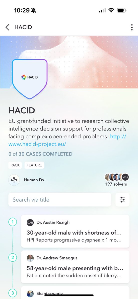 Help us with our research on #CollectiveIntelligence by solving cases in the HACID pack in the HDx app: hdx.org/uIr9d

<a href="/mpib_berlin/">Max Planck Institute for Human Development</a> <a href="/cnr_istc/">ISTC_CNR</a> <a href="/metoffice/">Met Office</a> <a href="/nesta_uk/">Nesta</a> <a href="/hacid_project/">HACID</a>