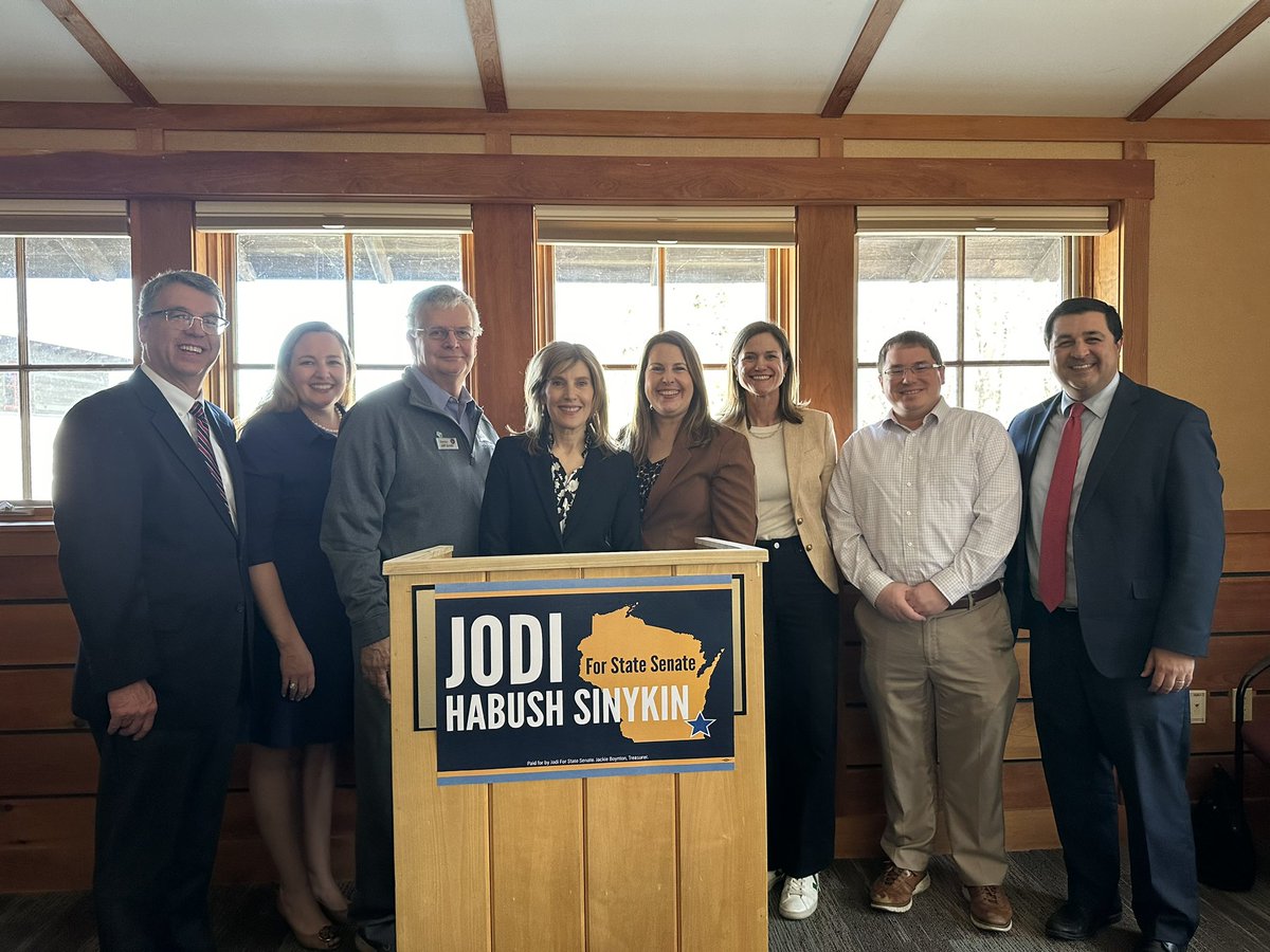 NEW: Senate Democrats were super excited to stand shoulder to shoulder with Jodi Habush Sinykin this morning. Who’s ready to flip #SD08 from red to blue?!