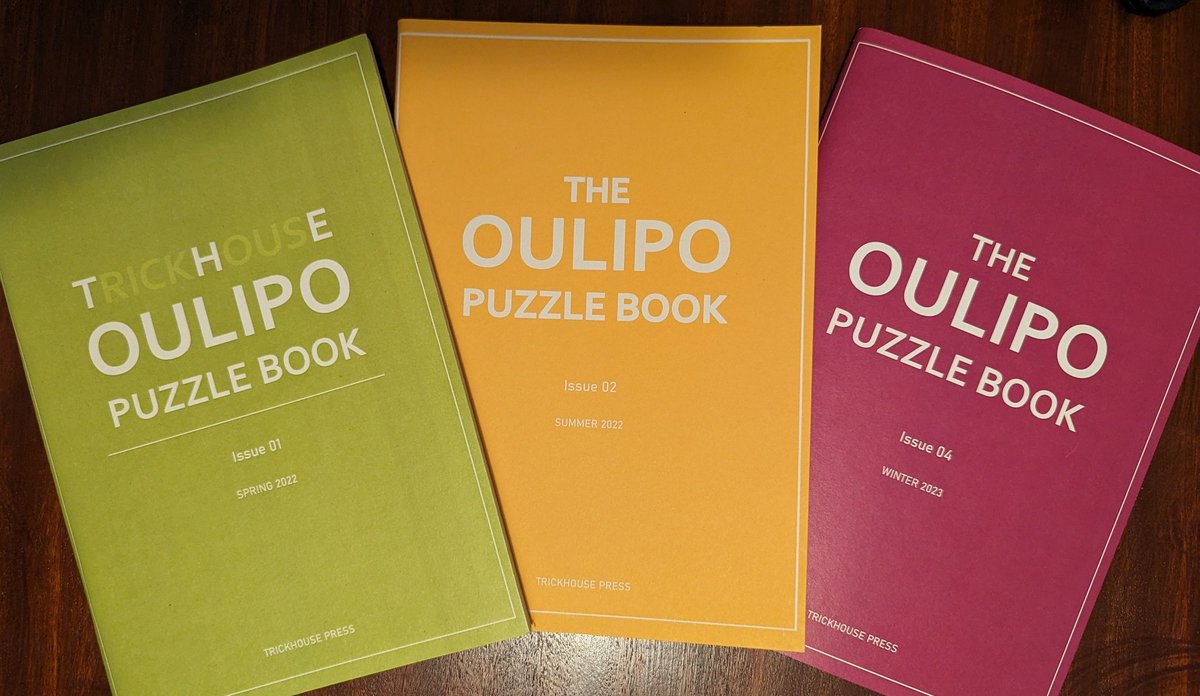 Puzzle fans - pick up one of our Oulipo puzzle books today! Each issue is packed with unique, original, and challenging word games and puzzles - and costs just £4!! Available only while stocks last! trickhousepress.com 🌐