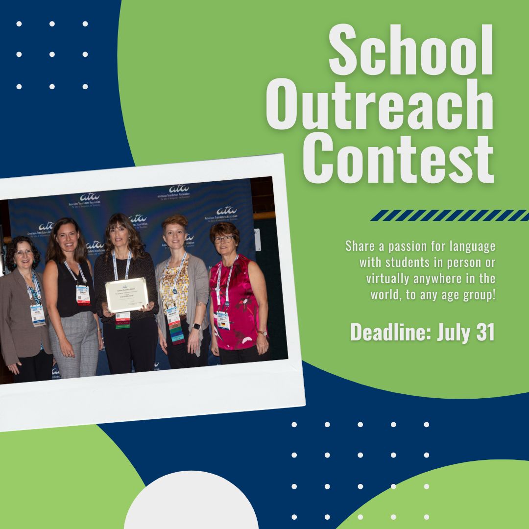 ATA’s School Outreach Program encourages professional translators and interpreters to visit classrooms and share their passion for language with students. Learn more about the School Outreach Contest at atanet.org/career-educati…!
.
.
.
#ATA #xl8 #1nt #atanet #Impact #SchoolOutreach