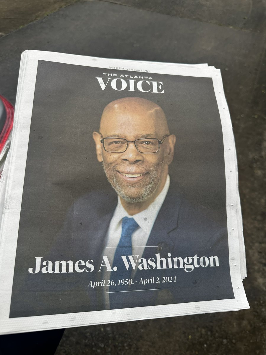 He believed I could be the editor in chief of Atlanta’s only Black newspaper long before I did. He’ll forever be my mentor. Tomorrow we will lay the rest a literal giant and a personal hero my mine. Damn. 😔 RIP James Washington 
@theatlantavoice @NNPA_BlackPress