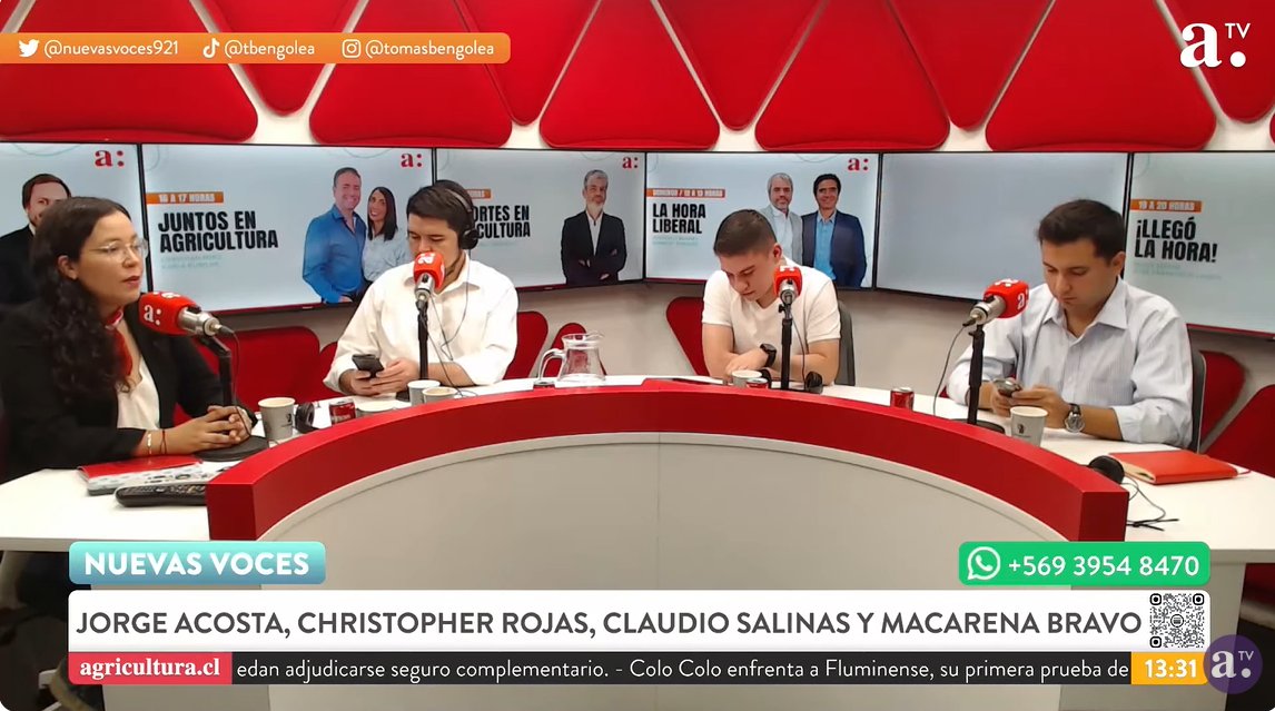🔴AL AIRE  

Partimos este #Martes junto a nuestro panel de actualidad: <a href="/CSalinas_M/">Claudio Salinas</a>, <a href="/MacarenaBravo_/">Maca Bravo</a> y <a href="/Crisrojas_7/">Cristopher Rojas</a>.  

👉Sigue la conversación en: youtube.com/watch?v=OTG5dz…

<a href="/DocJorgeAcosta/">Dr. Jorge Acosta</a>